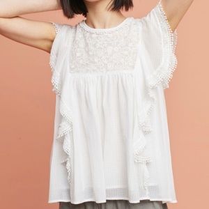 Anthropologie / Maeve Callie Ruffled Shell Top Sz S GUC